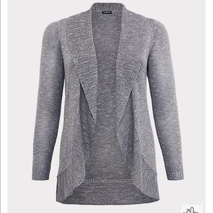 Torrid Heathered Grey Curve Front Cardigan